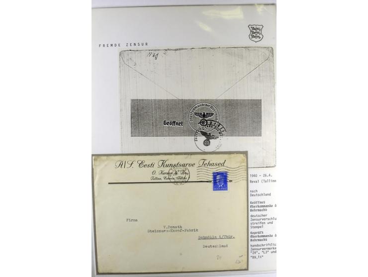 ZENSUR: 1918/40, hochinteressante Sammlung von über 50 Briefen und Karten, dabei verschiedene Zensurstempel und Verschlußband