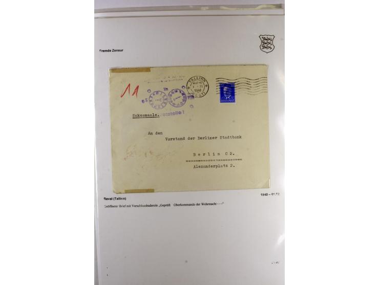 ZENSUR: 1918/40, hochinteressante Sammlung von über 50 Briefen und Karten, dabei verschiedene Zensurstempel und Verschlußband