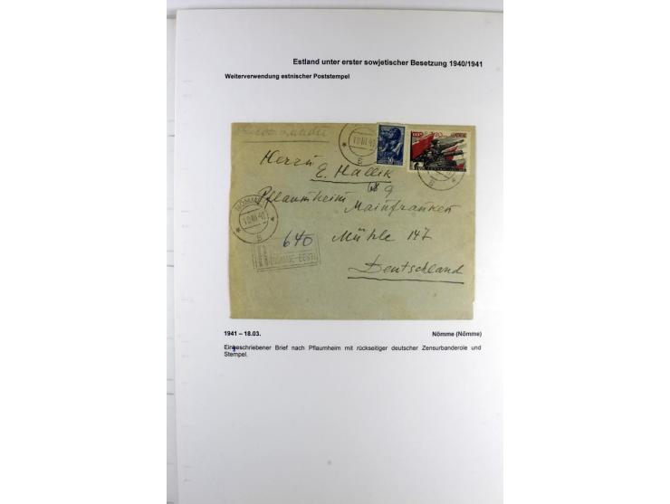 ERSTE SOWJETISCHE BESETZUNG 1940/41, 16 Briefe und Karten, dabei einige R-Briefe, eine mit sowjetischer Marke überklebte estn