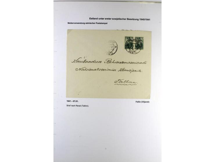 ERSTE SOWJETISCHE BESETZUNG 1940/41, 16 Briefe und Karten, dabei einige R-Briefe, eine mit sowjetischer Marke überklebte estn