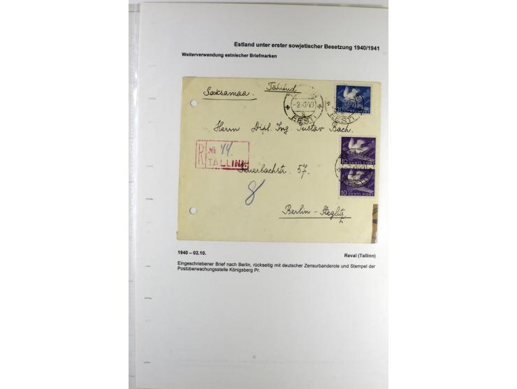 ERSTE SOWJETISCHE BESETZUNG 1940/41, 16 Briefe und Karten, dabei einige R-Briefe, eine mit sowjetischer Marke überklebte estn
