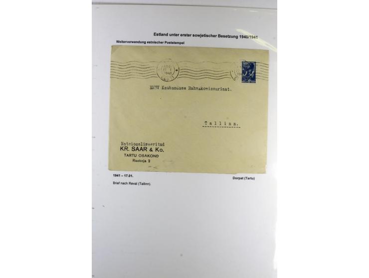 ERSTE SOWJETISCHE BESETZUNG 1940/41, 16 Briefe und Karten, dabei einige R-Briefe, eine mit sowjetischer Marke überklebte estn