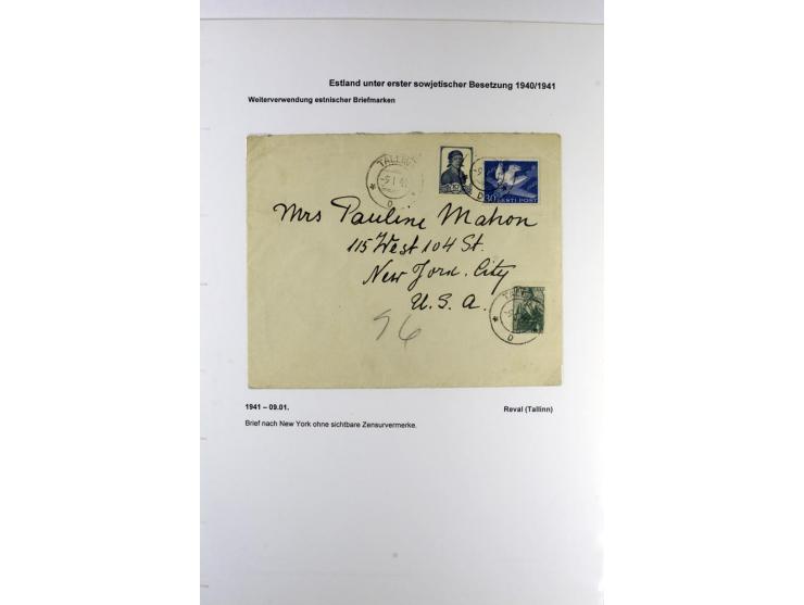 ERSTE SOWJETISCHE BESETZUNG 1940/41, 16 Briefe und Karten, dabei einige R-Briefe, eine mit sowjetischer Marke überklebte estn