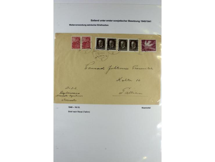 ERSTE SOWJETISCHE BESETZUNG 1940/41, 16 Briefe und Karten, dabei einige R-Briefe, eine mit sowjetischer Marke überklebte estn