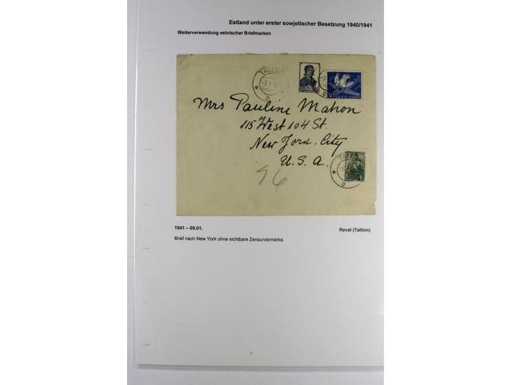 ERSTE SOWJETISCHE BESETZUNG 1940/41, 16 Briefe und Karten, dabei einige R-Briefe, eine mit sowjetischer Marke überklebte estn