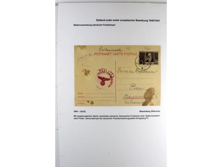 ERSTE SOWJETISCHE BESETZUNG 1940/41, 16 Briefe und Karten, dabei einige R-Briefe, eine mit sowjetischer Marke überklebte estn