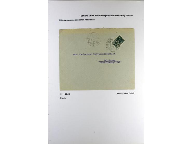 ERSTE SOWJETISCHE BESETZUNG 1940/41, 16 Briefe und Karten, dabei einige R-Briefe, eine mit sowjetischer Marke überklebte estn