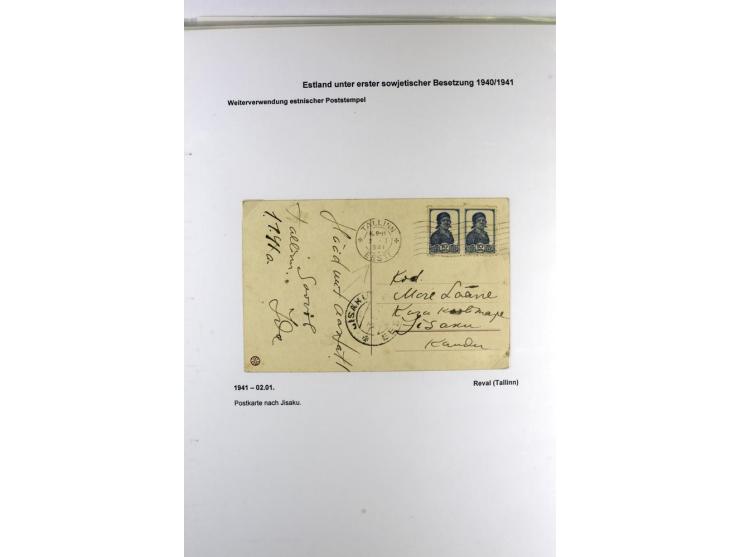 ERSTE SOWJETISCHE BESETZUNG 1940/41, 16 Briefe und Karten, dabei einige R-Briefe, eine mit sowjetischer Marke überklebte estn