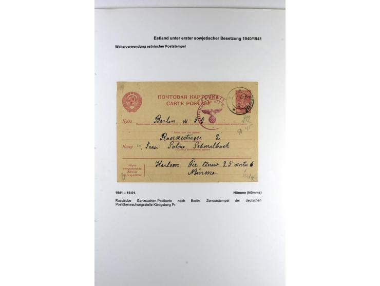 ERSTE SOWJETISCHE BESETZUNG 1940/41, 16 Briefe und Karten, dabei einige R-Briefe, eine mit sowjetischer Marke überklebte estn
