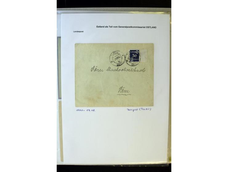 1941, 16 Briefe bzw. Karten mit Marken der Landespost, dabei eine handschriftliche Entwertung, außerdem Mi.-Nr. 5 je im ungez