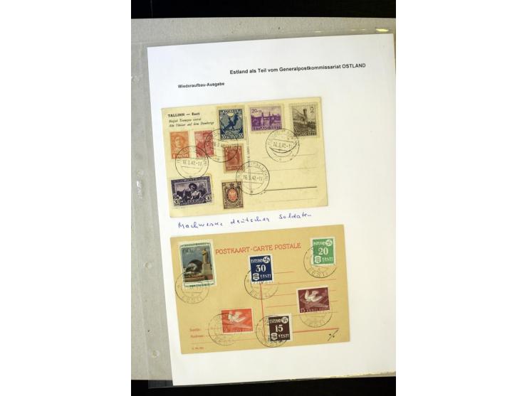 1941, 16 Briefe bzw. Karten mit Marken der Landespost, dabei eine handschriftliche Entwertung, außerdem Mi.-Nr. 5 je im ungez