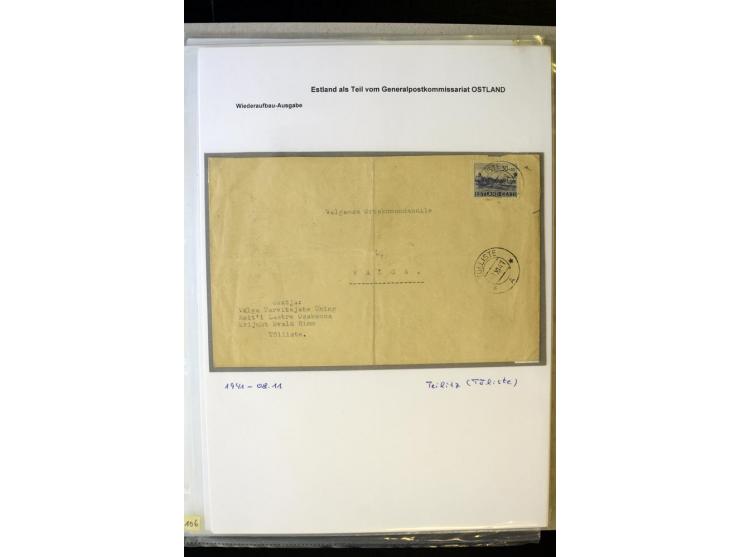 1941, 16 Briefe bzw. Karten mit Marken der Landespost, dabei eine handschriftliche Entwertung, außerdem Mi.-Nr. 5 je im ungez