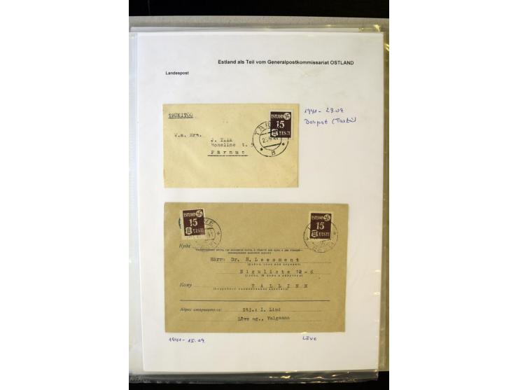 1941, 16 Briefe bzw. Karten mit Marken der Landespost, dabei eine handschriftliche Entwertung, außerdem Mi.-Nr. 5 je im ungez
