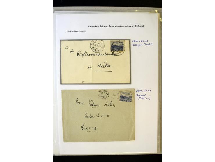 1941, 16 Briefe bzw. Karten mit Marken der Landespost, dabei eine handschriftliche Entwertung, außerdem Mi.-Nr. 5 je im ungez