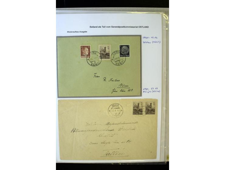 1941, 16 Briefe bzw. Karten mit Marken der Landespost, dabei eine handschriftliche Entwertung, außerdem Mi.-Nr. 5 je im ungez