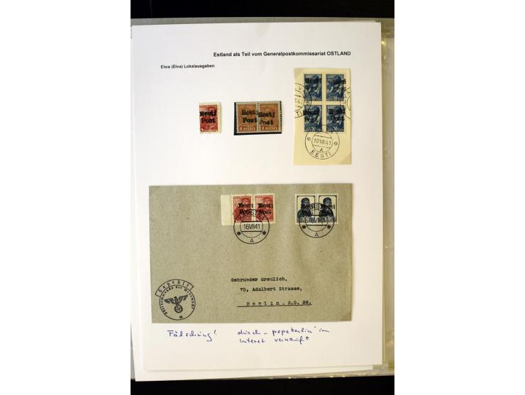 1941, 16 Briefe bzw. Karten mit Marken der Landespost, dabei eine handschriftliche Entwertung, außerdem Mi.-Nr. 5 je im ungez