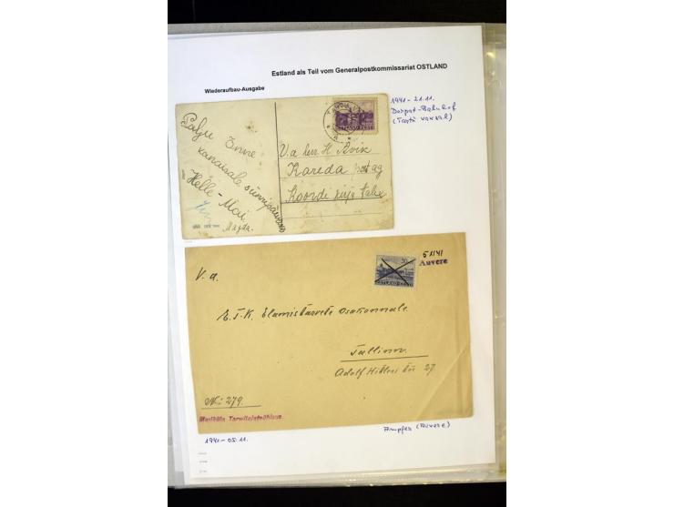 1941, 16 Briefe bzw. Karten mit Marken der Landespost, dabei eine handschriftliche Entwertung, außerdem Mi.-Nr. 5 je im ungez