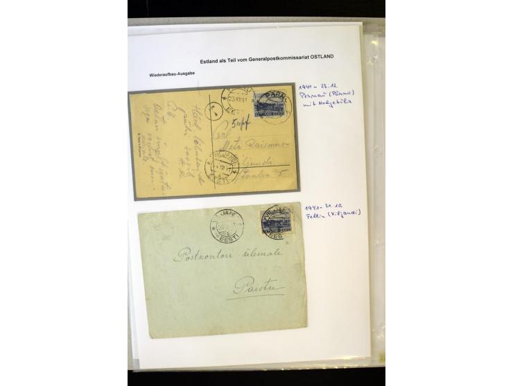 1941, 16 Briefe bzw. Karten mit Marken der Landespost, dabei eine handschriftliche Entwertung, außerdem Mi.-Nr. 5 je im ungez