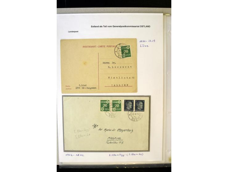 1941, 16 Briefe bzw. Karten mit Marken der Landespost, dabei eine handschriftliche Entwertung, außerdem Mi.-Nr. 5 je im ungez