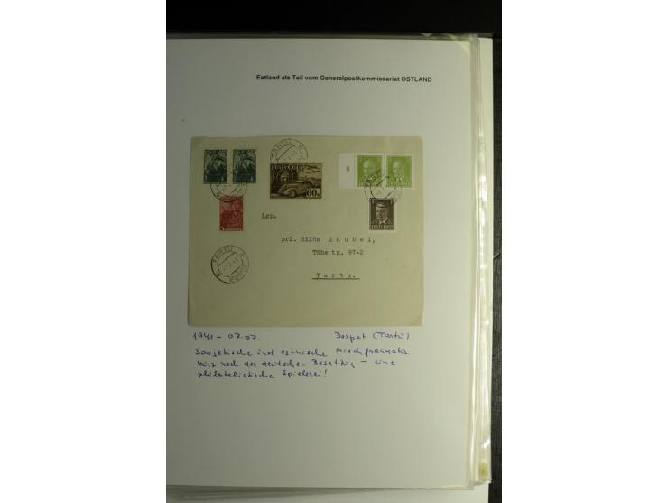 ESTLAND ALS TEIL VOM GENERALPOSTKOMMISSARIAT OSTLAND: 1941/44, über 40 Briefe dabei R-Briefe, Wertbriefe, Luftpostbriefe, Zen