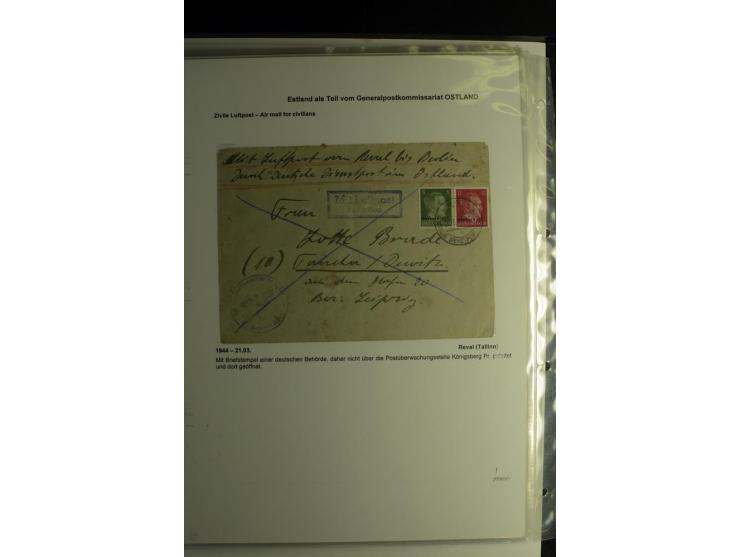 ESTLAND ALS TEIL VOM GENERALPOSTKOMMISSARIAT OSTLAND: 1941/44, über 40 Briefe dabei R-Briefe, Wertbriefe, Luftpostbriefe, Zen