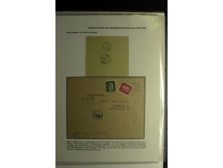 ESTLAND ALS TEIL VOM GENERALPOSTKOMMISSARIAT OSTLAND: 1941/44, über 40 Briefe dabei R-Briefe, Wertbriefe, Luftpostbriefe, Zen