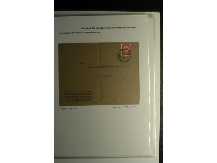 ESTLAND ALS TEIL VOM GENERALPOSTKOMMISSARIAT OSTLAND: 1941/44, über 40 Briefe dabei R-Briefe, Wertbriefe, Luftpostbriefe, Zen