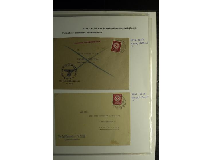 ESTLAND ALS TEIL VOM GENERALPOSTKOMMISSARIAT OSTLAND: 1941/44, über 40 Briefe dabei R-Briefe, Wertbriefe, Luftpostbriefe, Zen