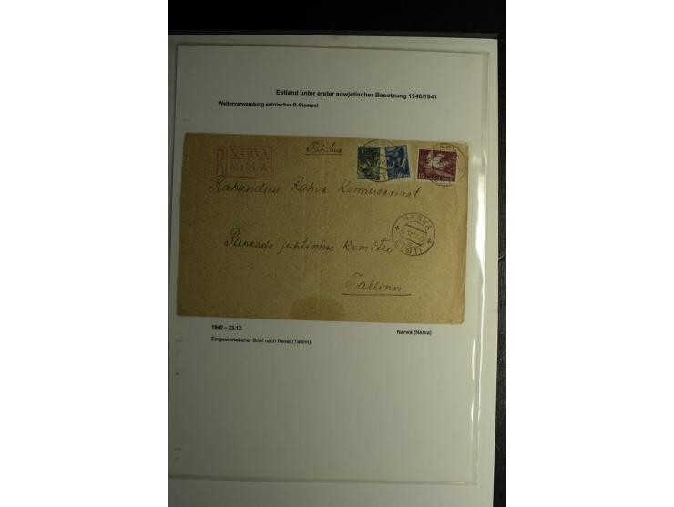 ESTLAND ALS TEIL VOM GENERALPOSTKOMMISSARIAT OSTLAND: 1941/44, über 40 Briefe dabei R-Briefe, Wertbriefe, Luftpostbriefe, Zen