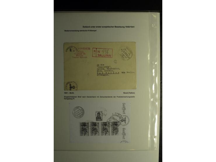 ESTLAND ALS TEIL VOM GENERALPOSTKOMMISSARIAT OSTLAND: 1941/44, über 40 Briefe dabei R-Briefe, Wertbriefe, Luftpostbriefe, Zen