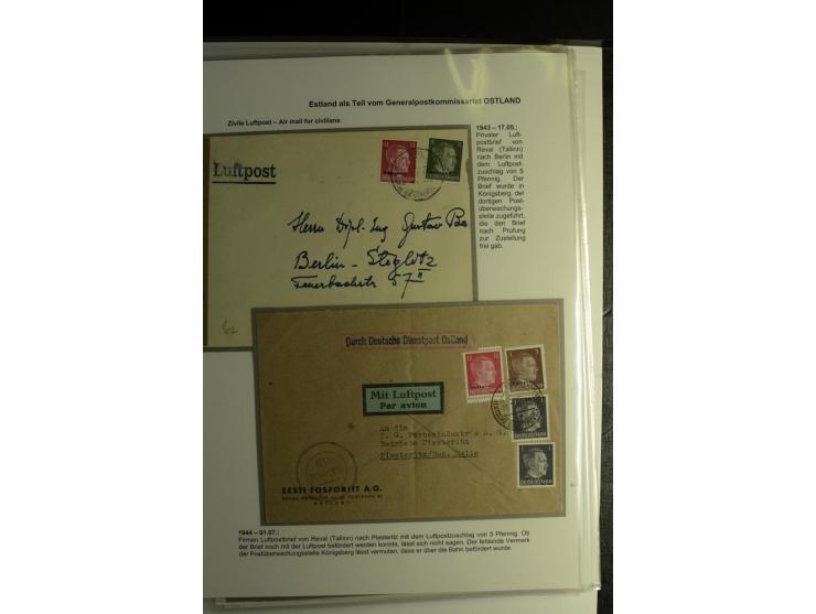 ESTLAND ALS TEIL VOM GENERALPOSTKOMMISSARIAT OSTLAND: 1941/44, über 40 Briefe dabei R-Briefe, Wertbriefe, Luftpostbriefe, Zen