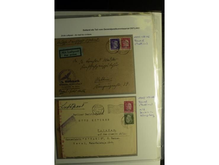 ESTLAND ALS TEIL VOM GENERALPOSTKOMMISSARIAT OSTLAND: 1941/44, über 40 Briefe dabei R-Briefe, Wertbriefe, Luftpostbriefe, Zen