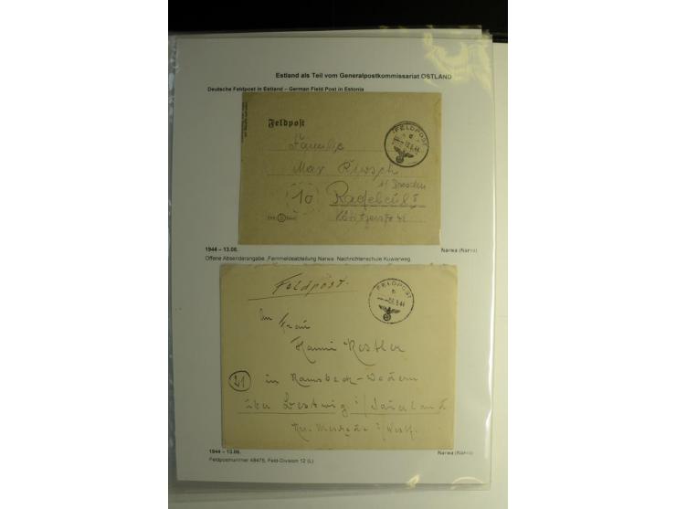 FELDPOST IN ESTLAND: 1941/44, sehr interessante Sammlung von 43 Briefen und Karten, dabei offene Absenderangaben, verschieden