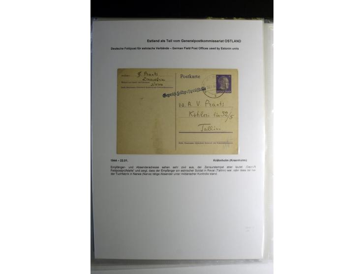 FELDPOST IN ESTLAND: 1941/44, sehr interessante Sammlung von 43 Briefen und Karten, dabei offene Absenderangaben, verschieden