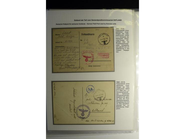 FELDPOST IN ESTLAND: 1941/44, sehr interessante Sammlung von 43 Briefen und Karten, dabei offene Absenderangaben, verschieden