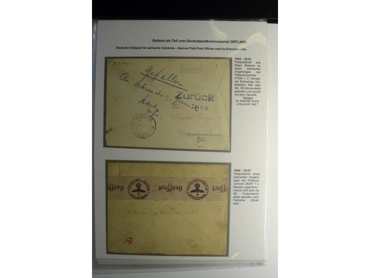 FELDPOST IN ESTLAND: 1941/44, sehr interessante Sammlung von 43 Briefen und Karten, dabei offene Absenderangaben, verschieden