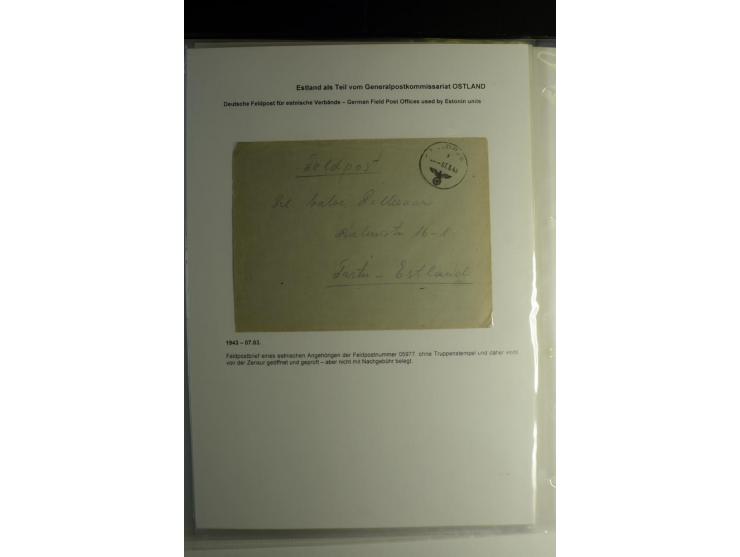 FELDPOST IN ESTLAND: 1941/44, sehr interessante Sammlung von 43 Briefen und Karten, dabei offene Absenderangaben, verschieden