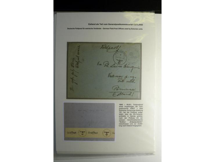 FELDPOST IN ESTLAND: 1941/44, sehr interessante Sammlung von 43 Briefen und Karten, dabei offene Absenderangaben, verschieden