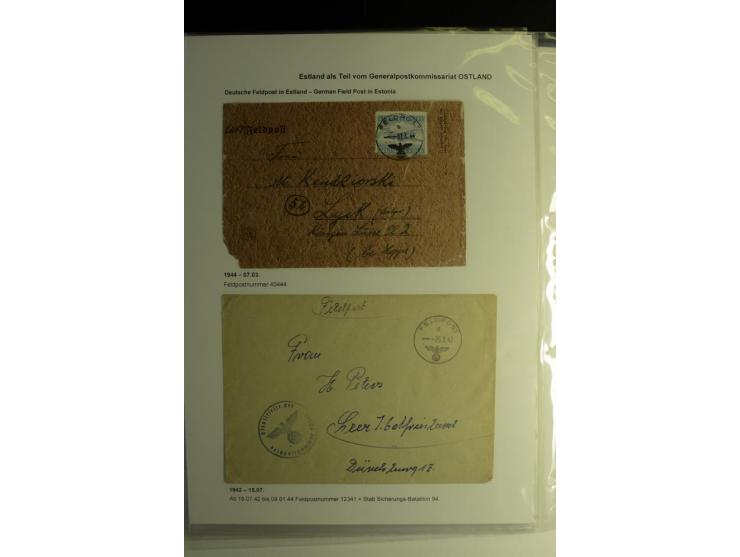 FELDPOST IN ESTLAND: 1941/44, sehr interessante Sammlung von 43 Briefen und Karten, dabei offene Absenderangaben, verschieden
