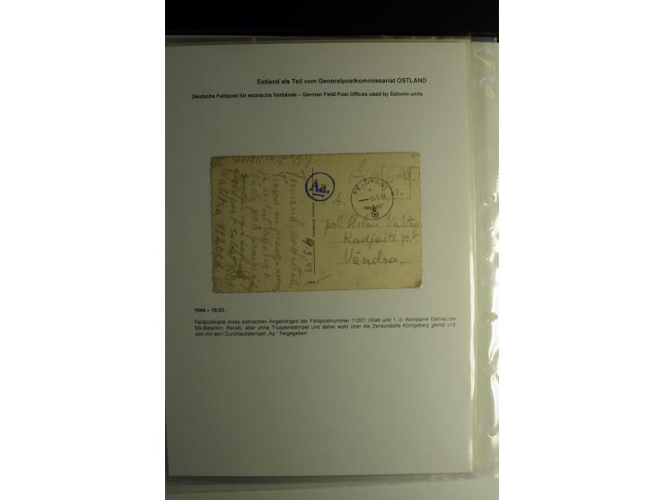 FELDPOST IN ESTLAND: 1941/44, sehr interessante Sammlung von 43 Briefen und Karten, dabei offene Absenderangaben, verschieden