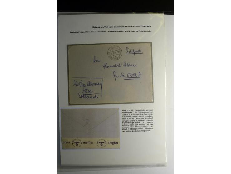 FELDPOST IN ESTLAND: 1941/44, sehr interessante Sammlung von 43 Briefen und Karten, dabei offene Absenderangaben, verschieden