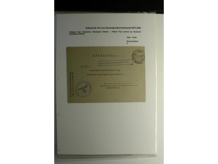 FELDPOST IN ESTLAND: 1941/44, sehr interessante Sammlung von 43 Briefen und Karten, dabei offene Absenderangaben, verschieden