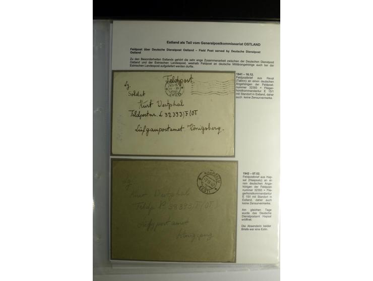 FELDPOST IN ESTLAND: 1941/44, sehr interessante Sammlung von 43 Briefen und Karten, dabei offene Absenderangaben, verschieden
