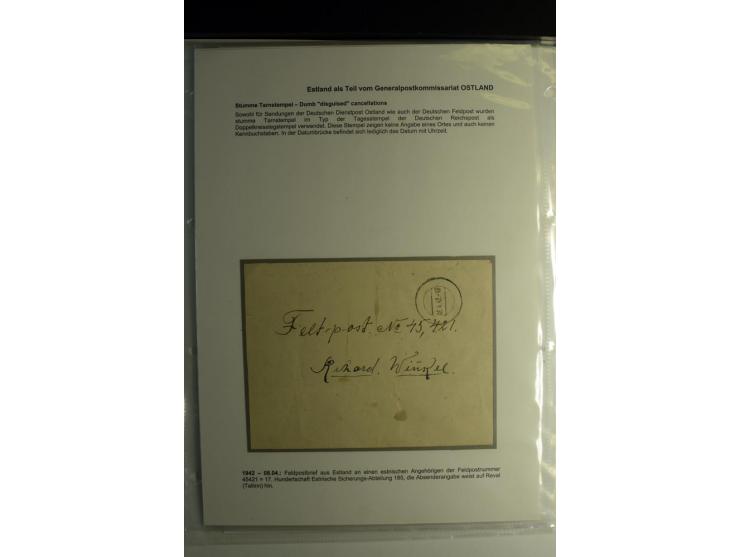 FELDPOST IN ESTLAND: 1941/44, sehr interessante Sammlung von 43 Briefen und Karten, dabei offene Absenderangaben, verschieden