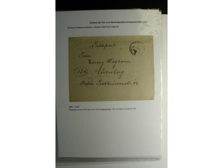 FELDPOST IN ESTLAND: 1941/44, sehr interessante Sammlung von 43 Briefen und Karten, dabei offene Absenderangaben, verschieden