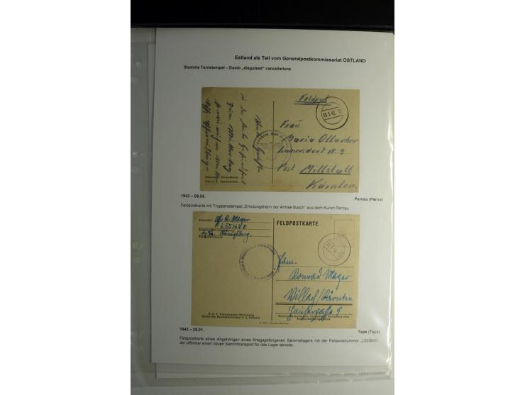 FELDPOST IN ESTLAND: 1941/44, sehr interessante Sammlung von 43 Briefen und Karten, dabei offene Absenderangaben, verschieden