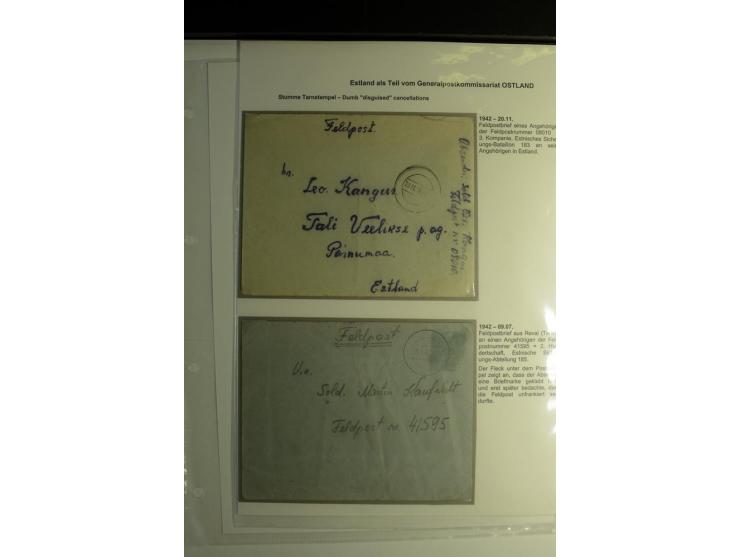 FELDPOST IN ESTLAND: 1941/44, sehr interessante Sammlung von 43 Briefen und Karten, dabei offene Absenderangaben, verschieden