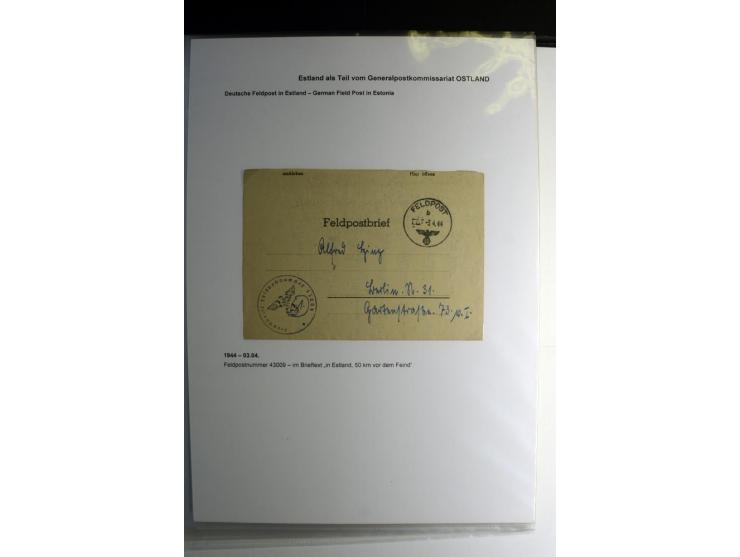 FELDPOST IN ESTLAND: 1941/44, sehr interessante Sammlung von 43 Briefen und Karten, dabei offene Absenderangaben, verschieden