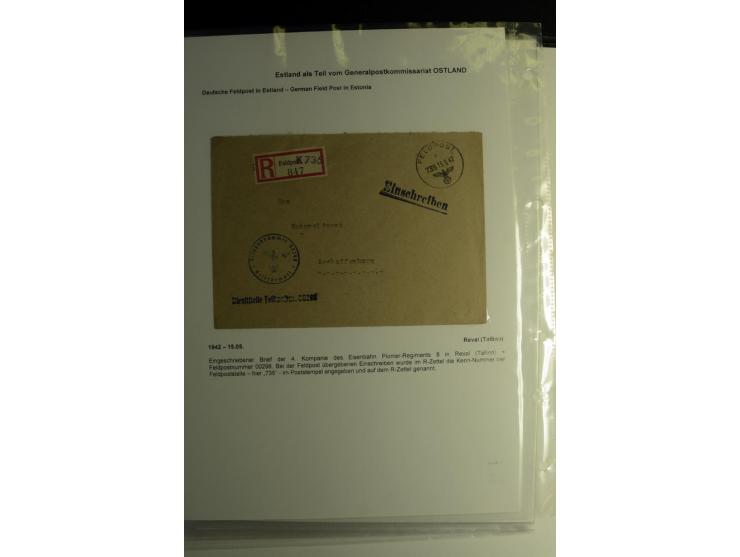 FELDPOST IN ESTLAND: 1941/44, sehr interessante Sammlung von 43 Briefen und Karten, dabei offene Absenderangaben, verschieden