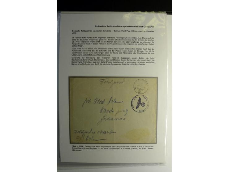 FELDPOST IN ESTLAND: 1941/44, sehr interessante Sammlung von 43 Briefen und Karten, dabei offene Absenderangaben, verschieden
